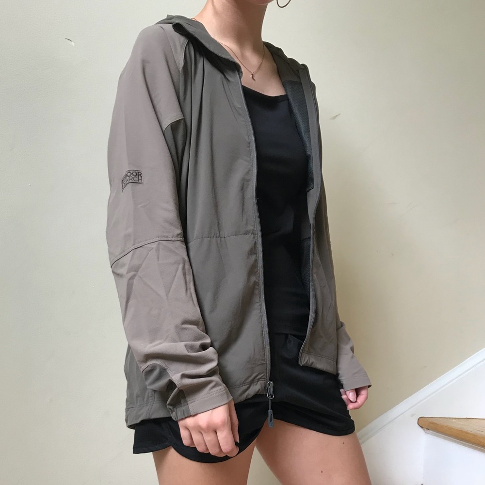 Gray/Green Lightweight Rain Jacket